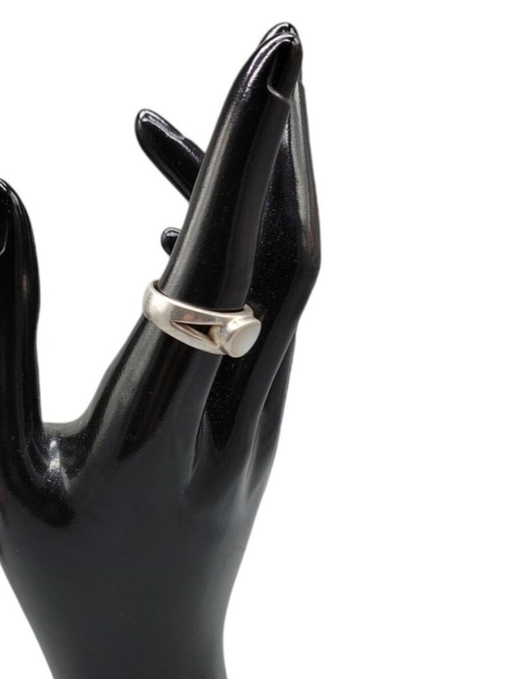 SU Sterling Silver Mother Of Pearl Ring Size 8 Band Style Thailand 925 Gemstone - Picture 10 of 16